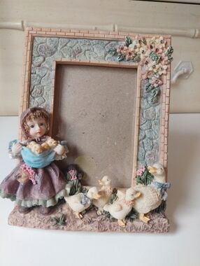 Decorative Pastel Farm Girl Photo Frame - cottagecore grannycore ducks